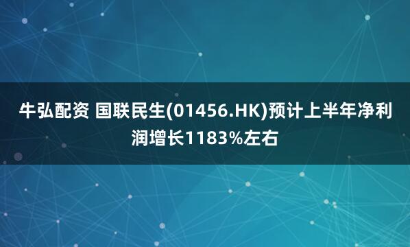 牛弘配资 国联民生(01456.HK)预计上半年净利润增长1183%左右