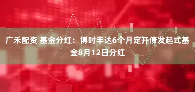 广禾配资 基金分红：博时丰达6个月定开债发起式基金8月12日分红