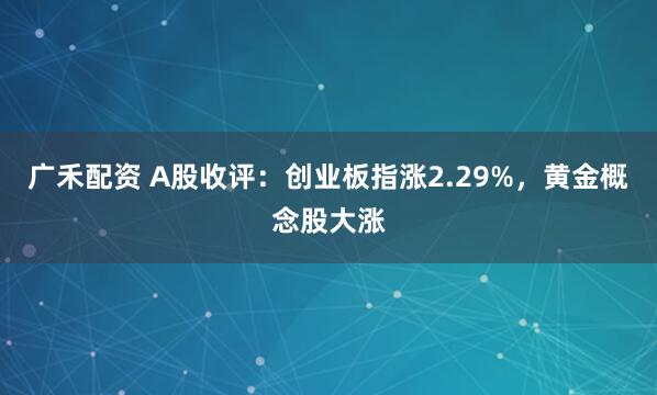 广禾配资 A股收评：创业板指涨2.29%，黄金概念股大涨